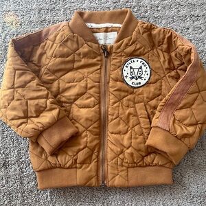 Rylee + Cru Tan Quilted Jacket with Fox Patch